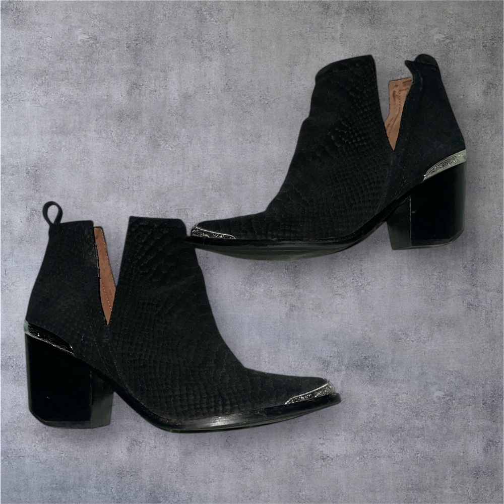 Jeffrey Campbell Black Textured Ankle Bootie